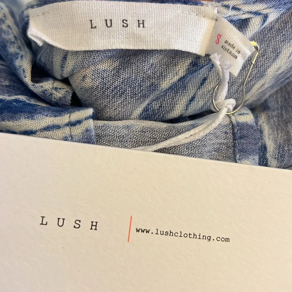 NWT LUSH Blue White Maxi Beach Cover Up Kimono Small